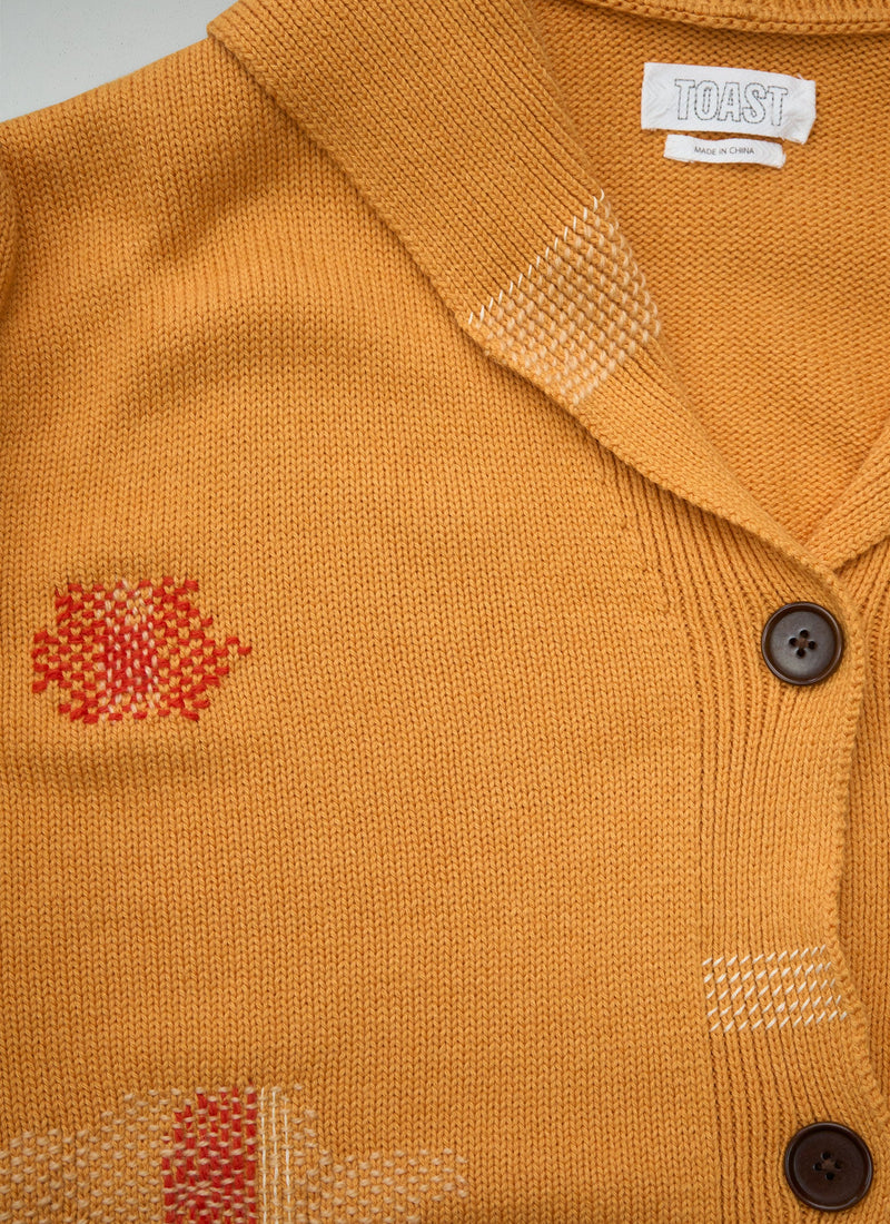 Renewed Collared Wool Cotton Boxy Cardigan Size XXSXS (150) | Cantaloupe Melon