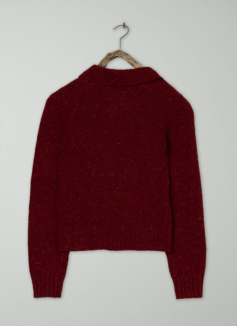 Renewed Donegal Wool Round Collar Cardigan Size S (11) | Russet
