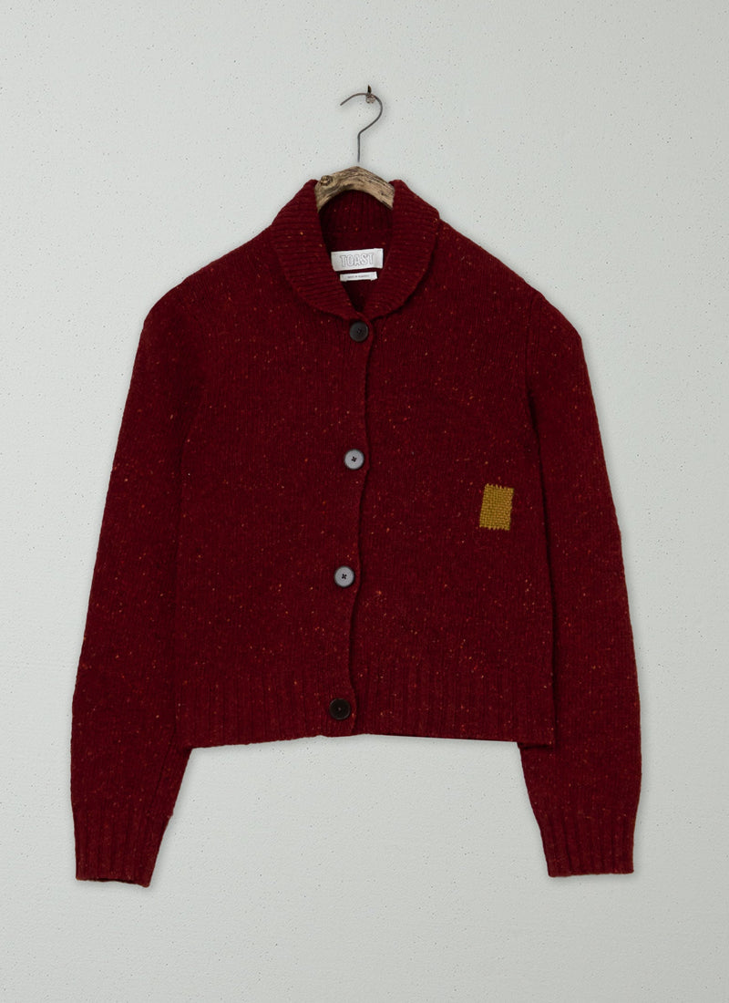 Renewed Donegal Wool Round Collar Cardigan Size S (11) | Russet