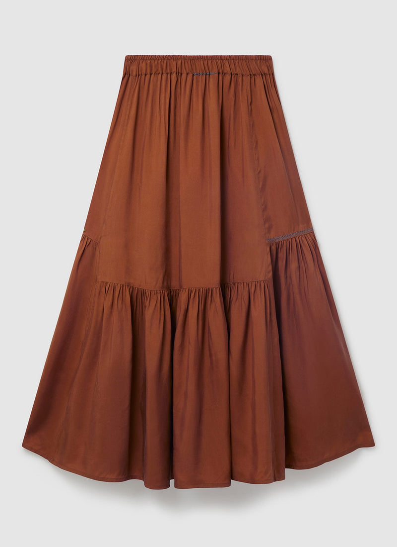 Renewed Gathered Hem Skirt Size 8 | Terracotta