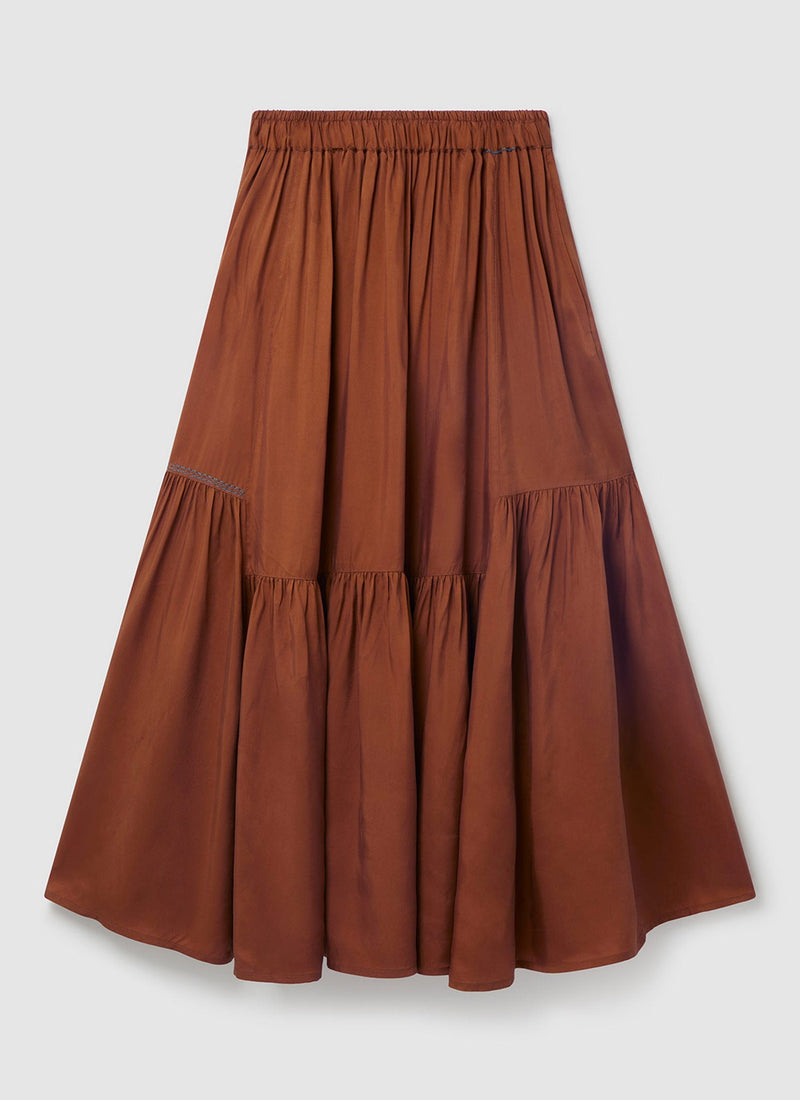 Renewed Gathered Hem Skirt Size 8 | Terracotta