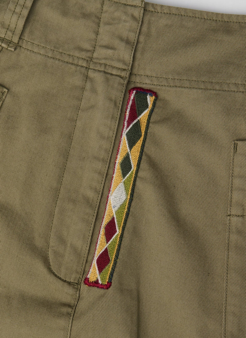 Renewed Patch Pocket Cotton Linen Skirt Size 12 (005) | Olive Leaf