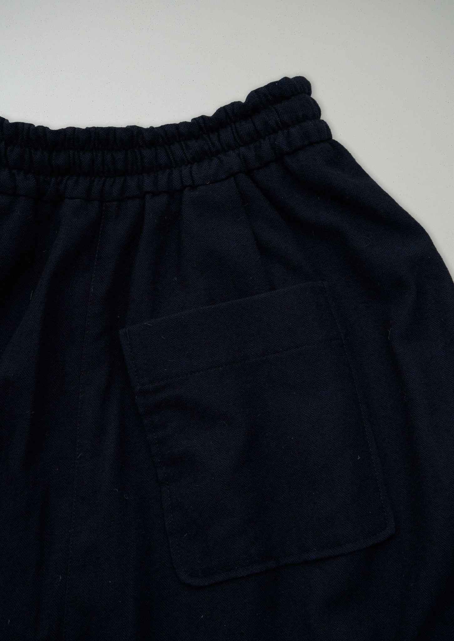 Renewed Cotton Wool Herringbone Pull on Trousers Size XS (53) | Dark Navy