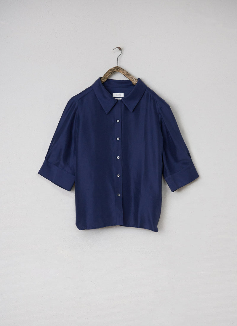 Renewed Silk Dupion Shirt Size 16 (044) | Royal Blue
