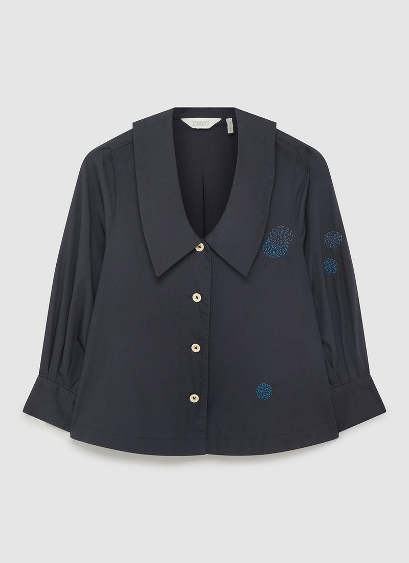 Renewed Dropped Collar Organic Poplin Shirt Size 8 | Slate