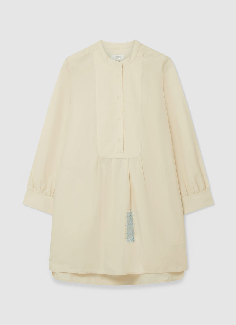 Renewed Cotton Pique Long Shirt Size 10 | Ecru