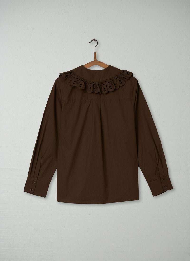 Renewed Broderie Anglaise Poplin Shirt Size 10 (47) | Conker