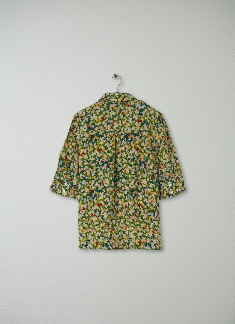 Renewed Reflections Print Crepe Shirt Size 8 (045) | Sea Green