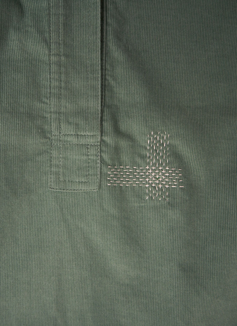 Renewed Organic Needlecord Raglan Shirt Size M (49) | Thorn Green