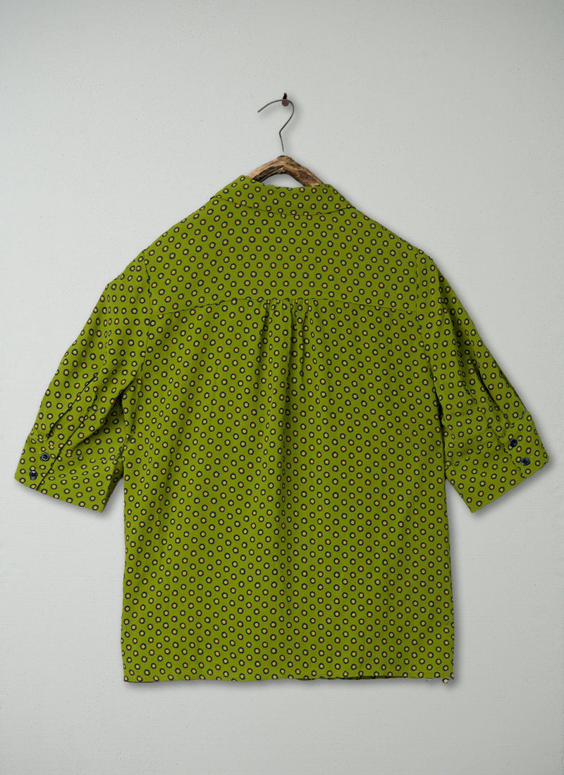 Renewed Gia Daisy Dot Print Shirt Size 10 (51) | Pea Green
