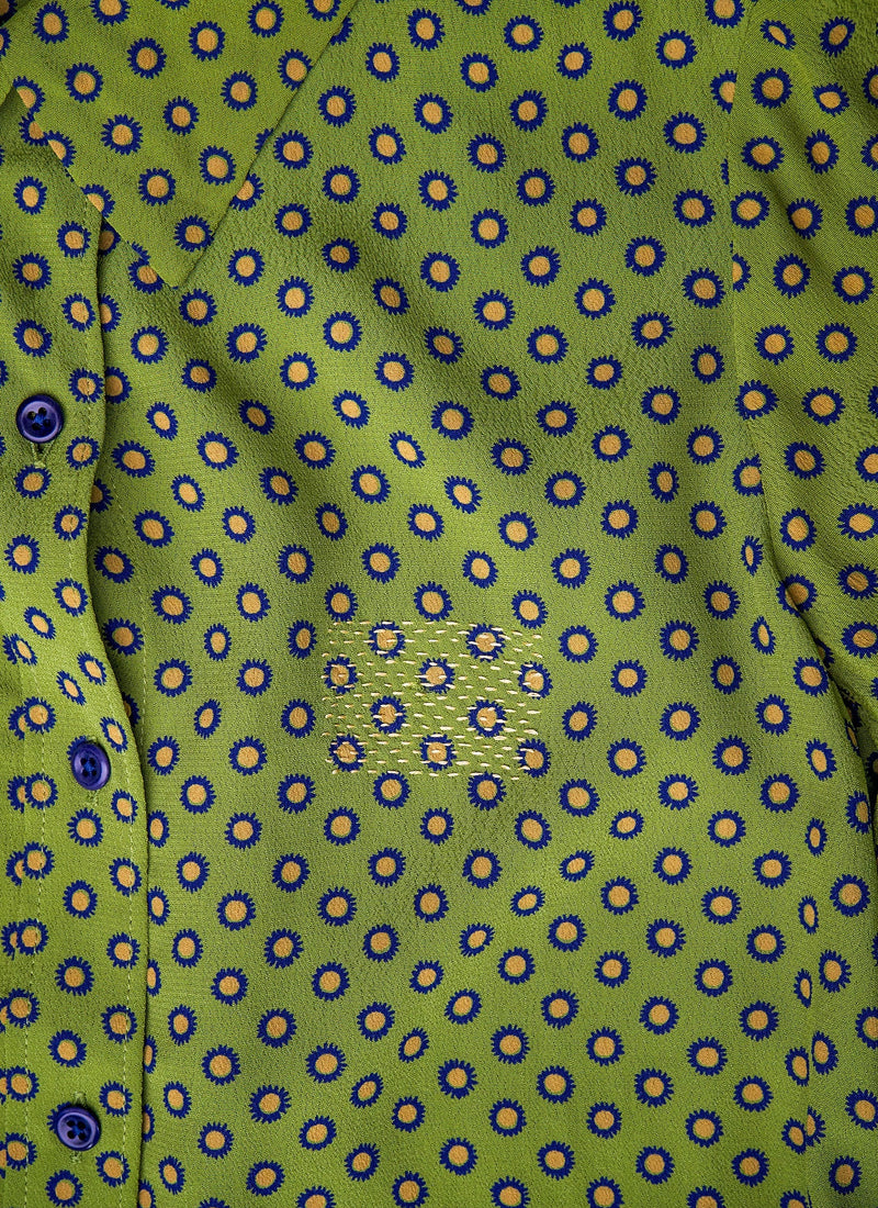 Renewed Gia Daisy Dot Print Shirt Size 10 (51) | Pea Green