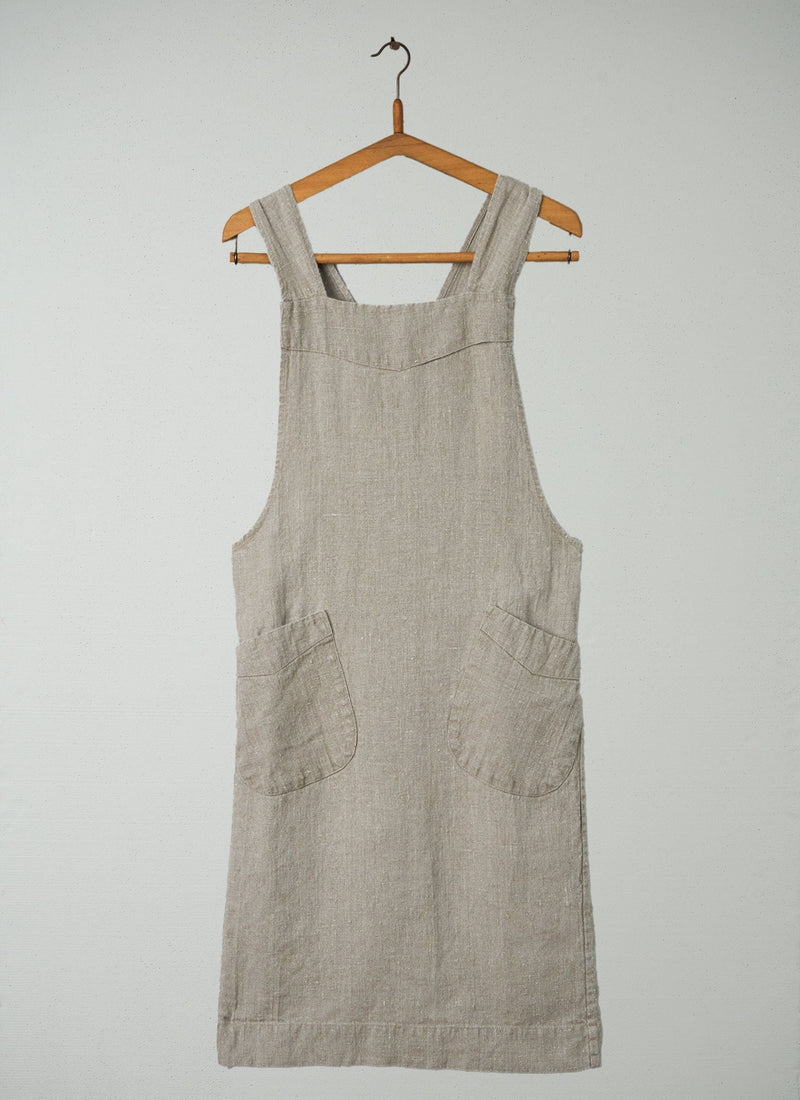 Reworn Linen Cross Over Apron (004) | Natural