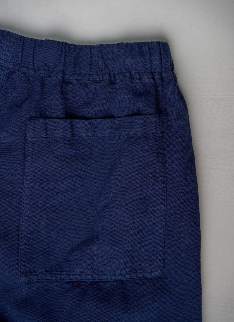 Reworn Mens Herringbone Trousers Size M (013) | Navy