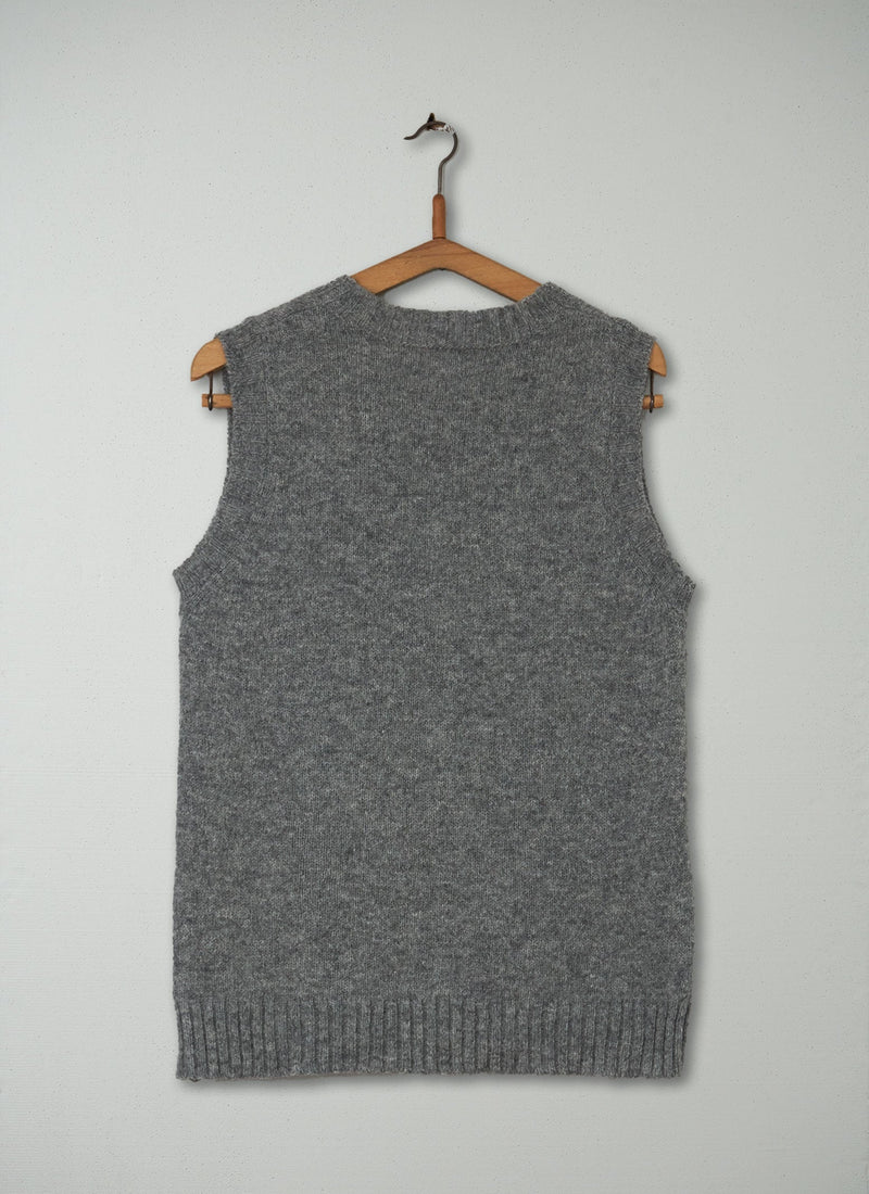 Reworn Mens Knitted Tank Size S (007) | Grey
