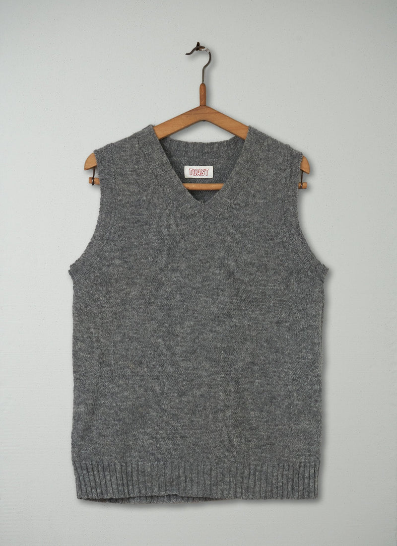 Reworn Mens Knitted Tank Size S (007) | Grey