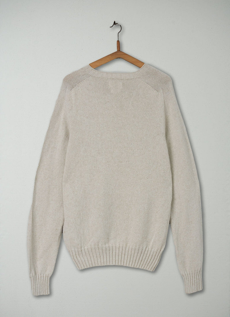 Reworn Mens Wool Cotton Sweater Size M (008) | Stone