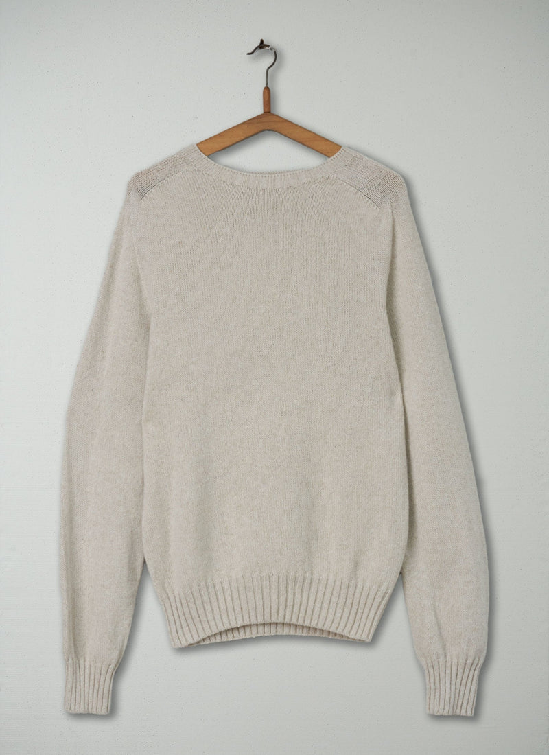 Reworn Mens Wool Cotton Sweater Size M (008) | Stone