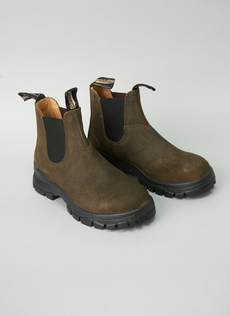 Reworn Blundstone Lug Boots Size 5 (052) | Olive