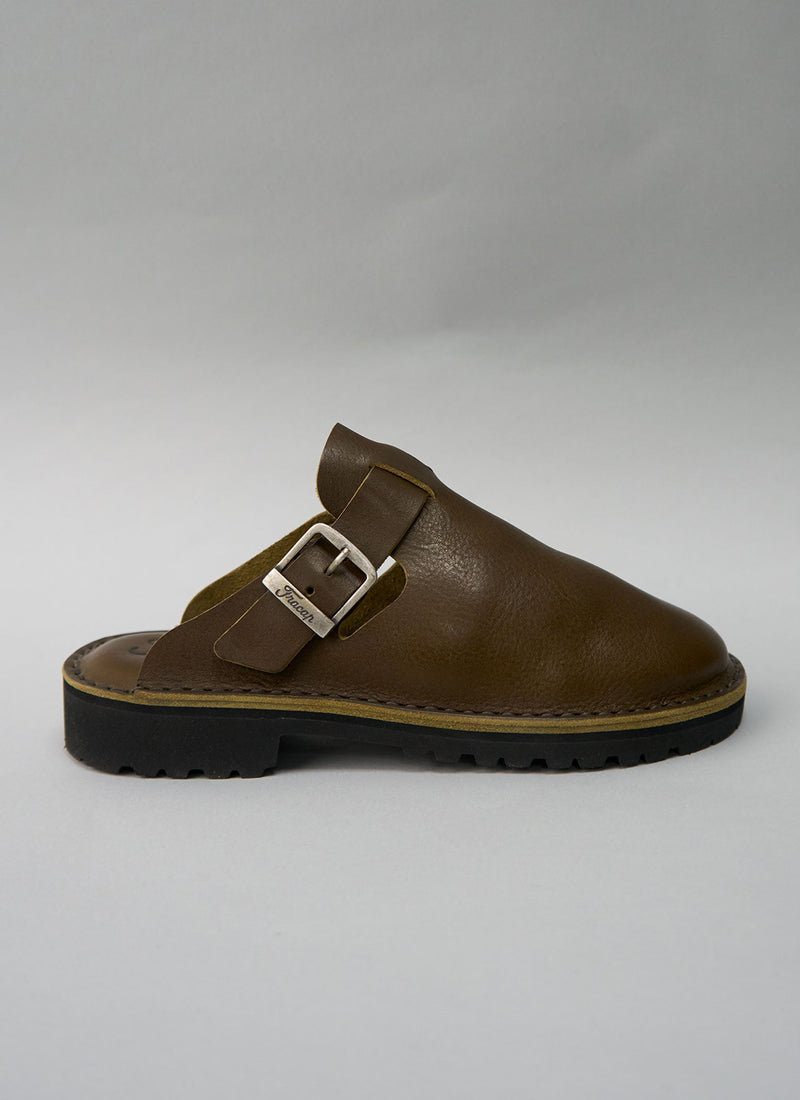 Reworn Fracap Leather Mules Size 38 (522) | Olive