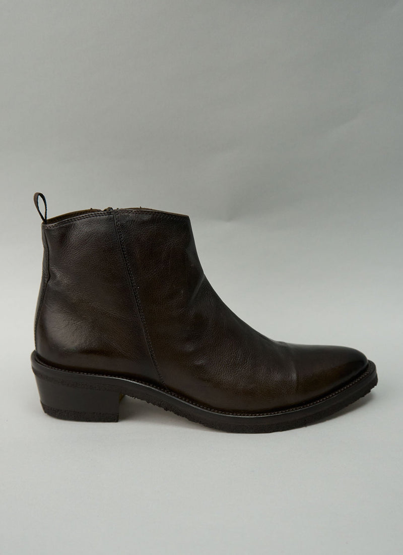 Reworn Sturlini Leather Ankle Boots Size 39 (526) | Dark Brown
