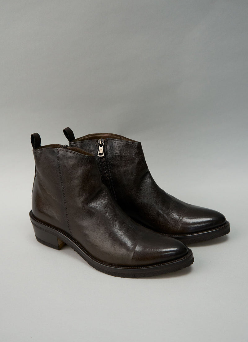 Reworn Sturlini Leather Ankle Boots Size 39 (526) | Dark Brown