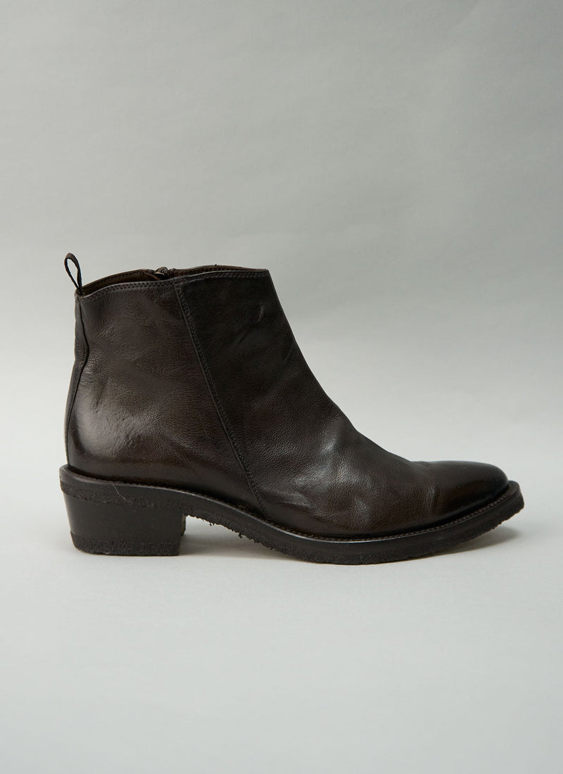 Reworn Sturlini Leather Ankle Boots Size 40 (539) | Dark Brown