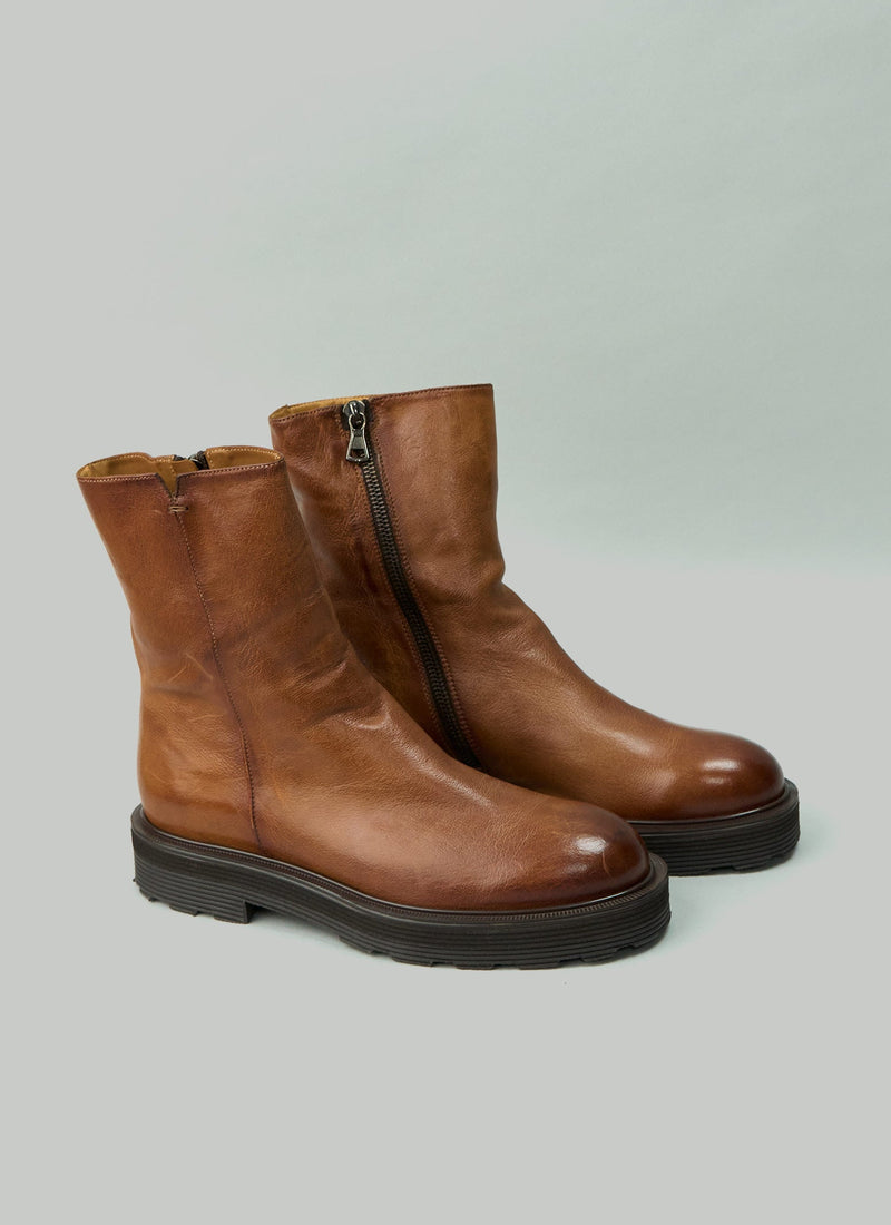 Reworn Sturlini Tall Leather Boots Size 37 (433) | Tan