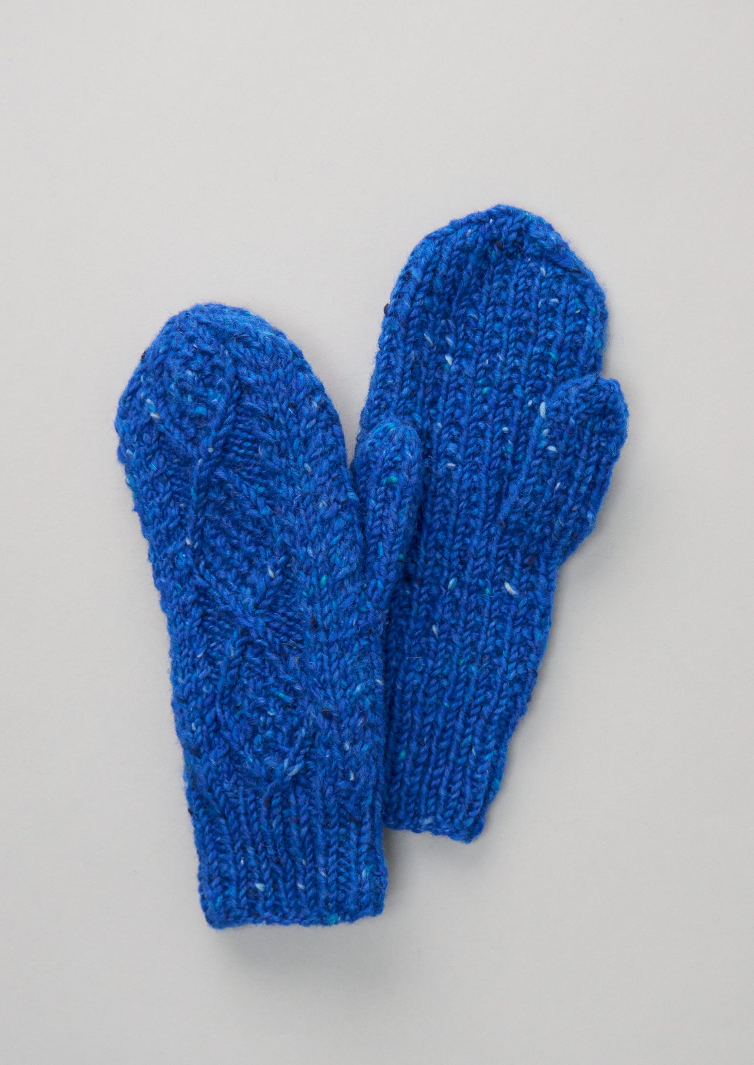 Reworn Cable Knit Mittens (044) | Blue