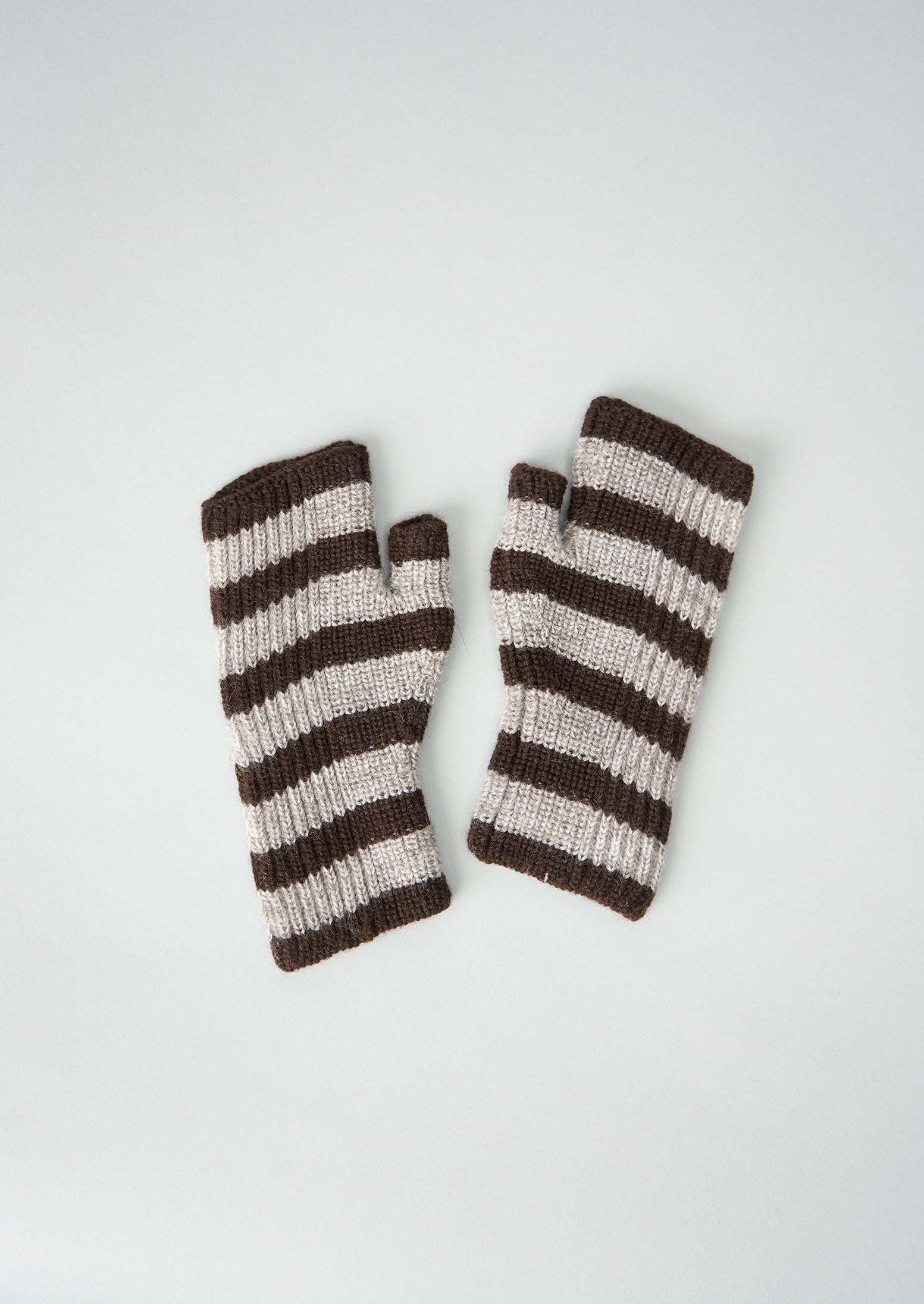 Reworn Stripe Rib Gloves (003) | Coffee Bean/Natural
