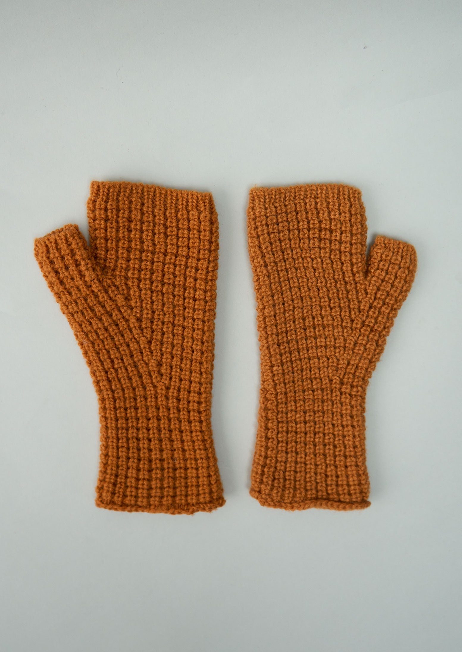 Reworn Waffle Knit Fingerless Gloves (064) | Apricot