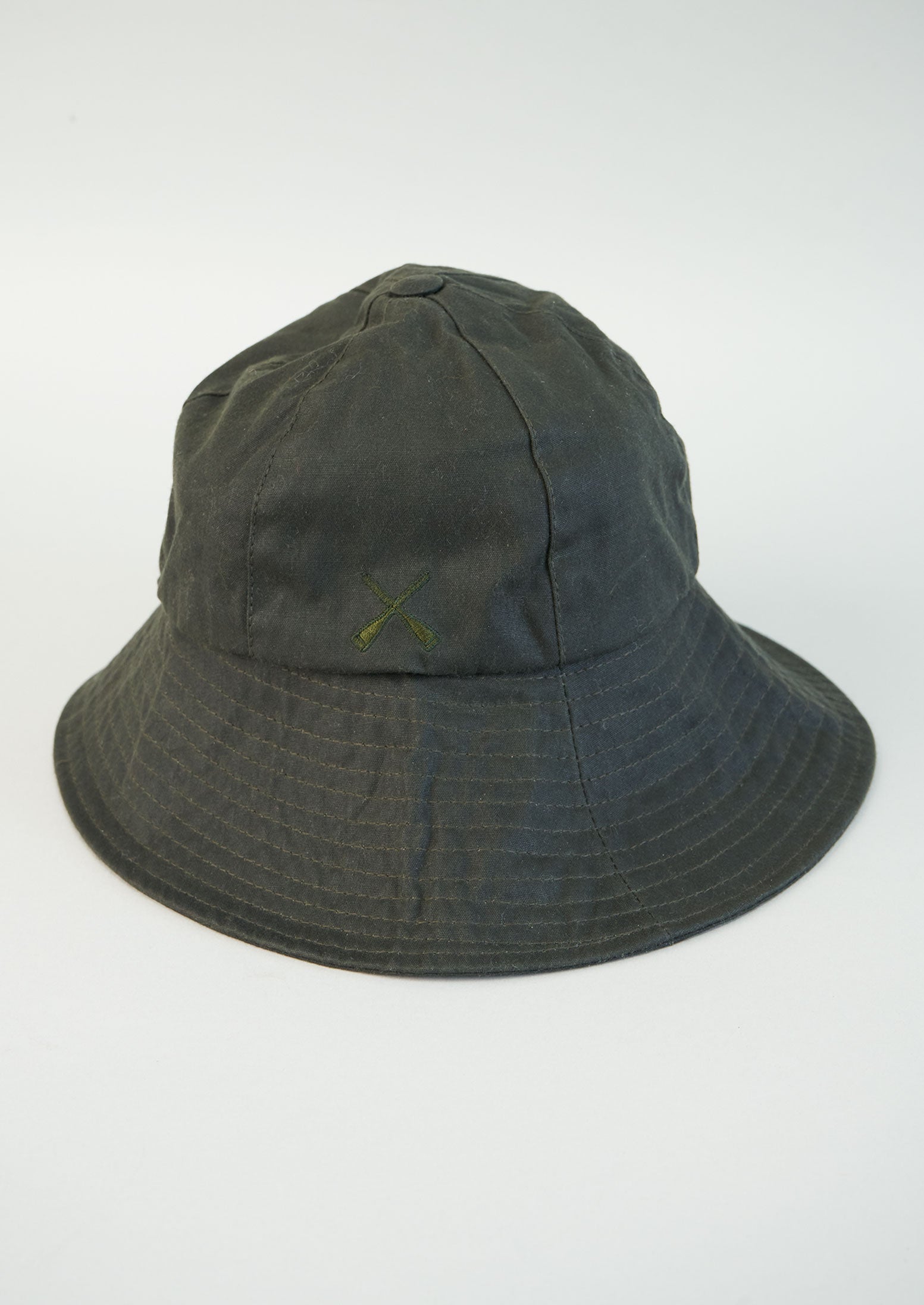 Reworn Waxed Cotton Hat (005) | Dark Olive