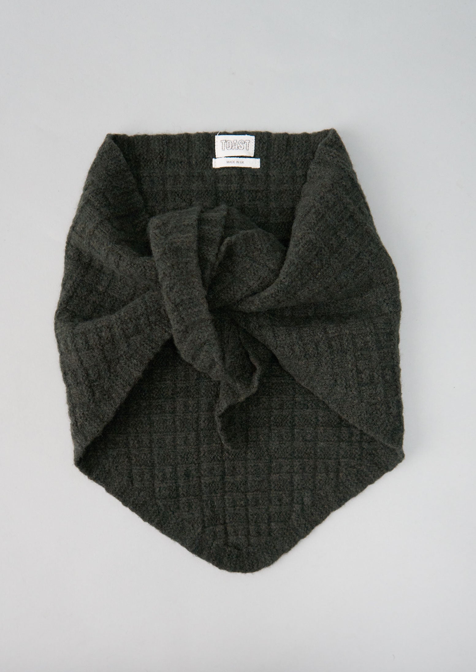 Reworn Grid Stitched Knitted Bandana (043) | Seaweed