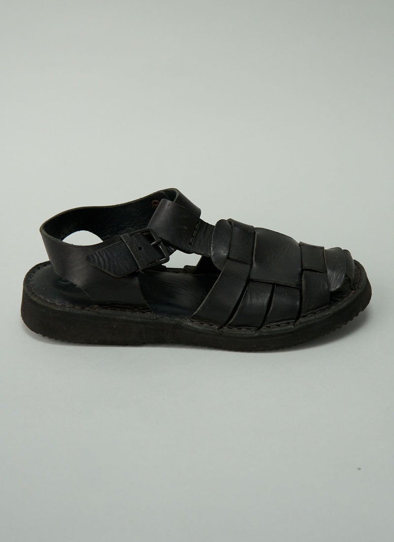 Reworn Fracap Ola Sandals Size 39 (721) | Black