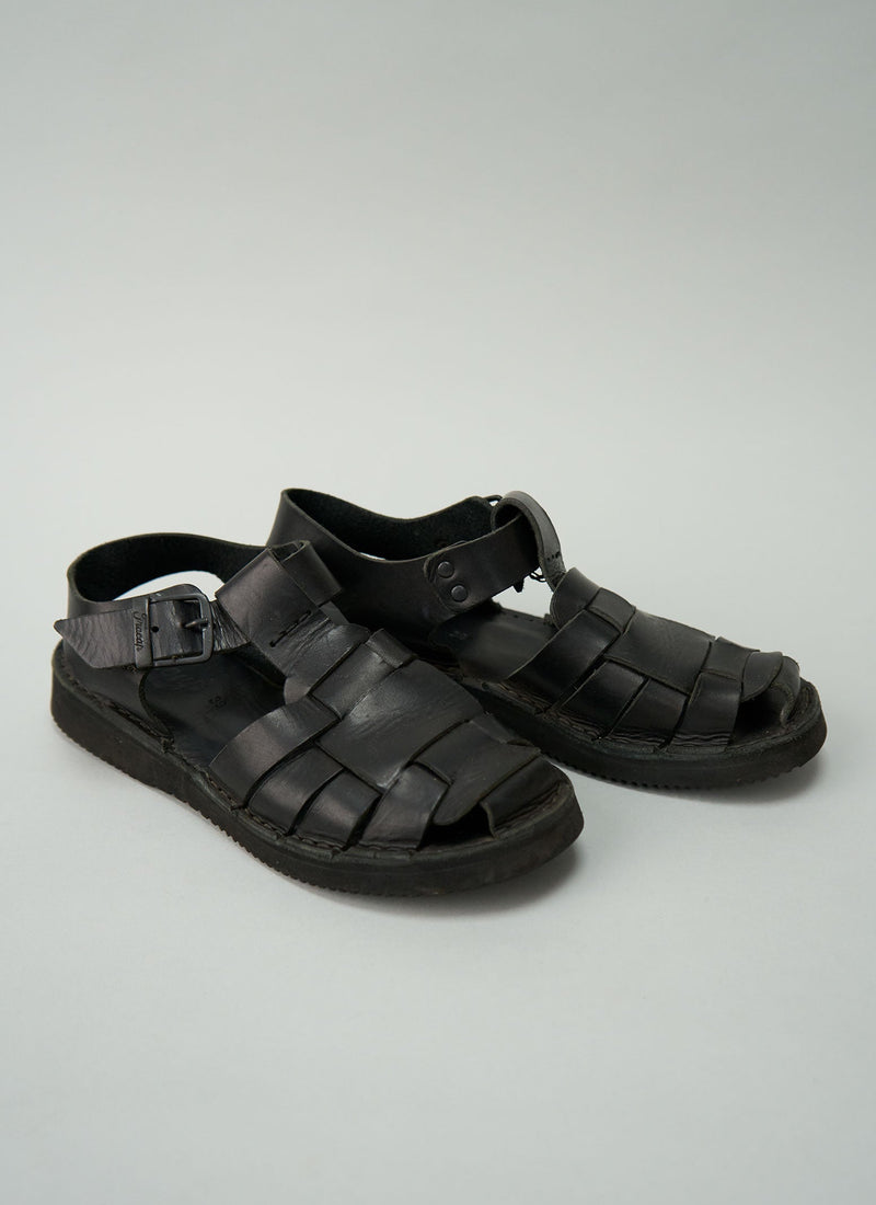 Reworn Fracap Ola Sandals Size 39 (721) | Black