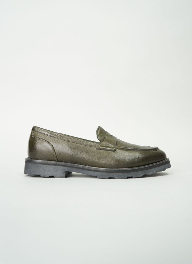 Reworn Sturlini Loafer Size 39 (004) | Dark Olive