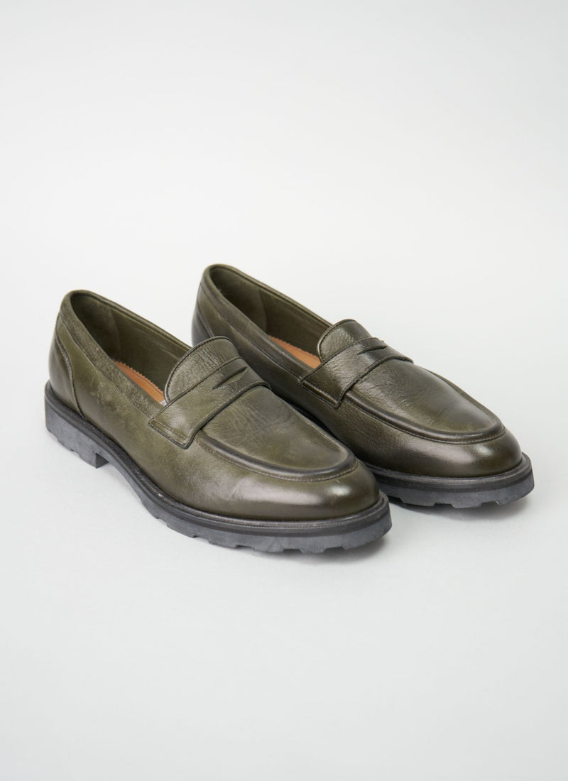 Reworn Sturlini Loafer Size 39 (004) | Dark Olive