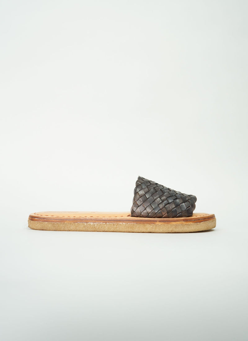 Reworn Stacked Leather Sandals Size 6 (014) | Black