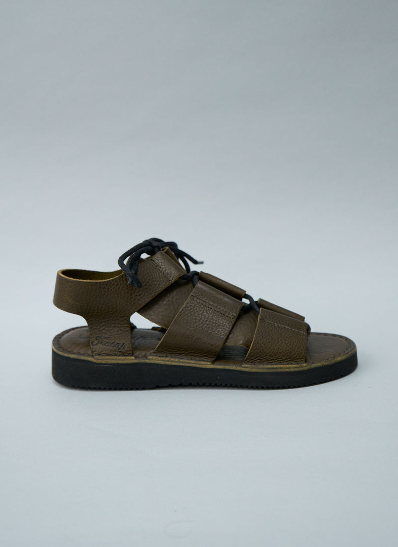 Reworn Fracap Leather Sandals Size 40 (713) | Olive