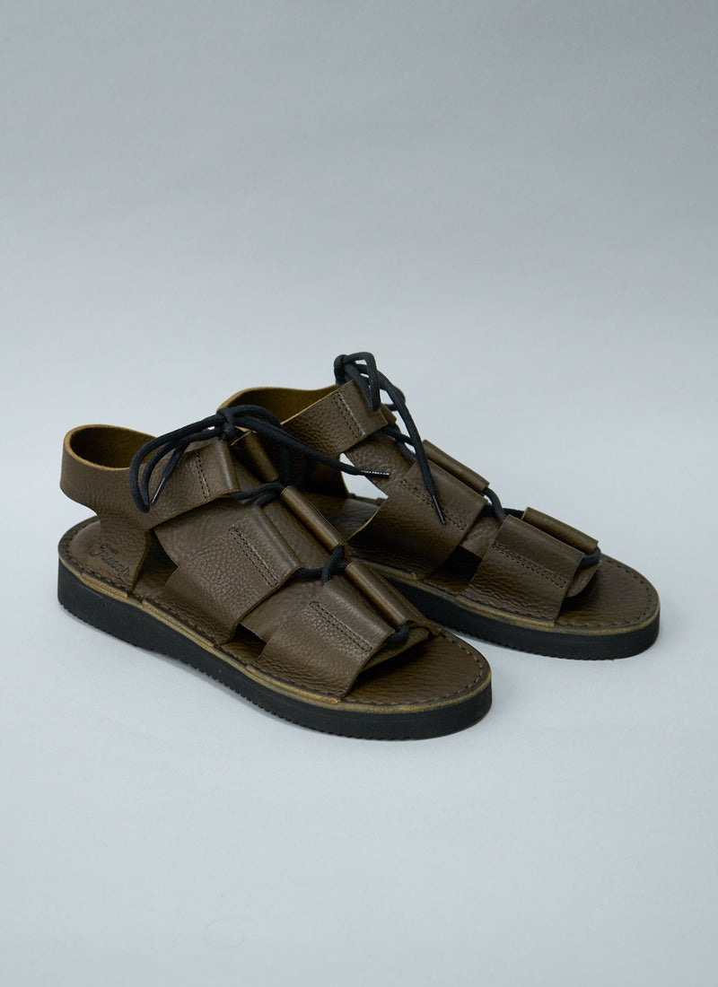Reworn Fracap Leather Sandals Size 40 (713) | Olive