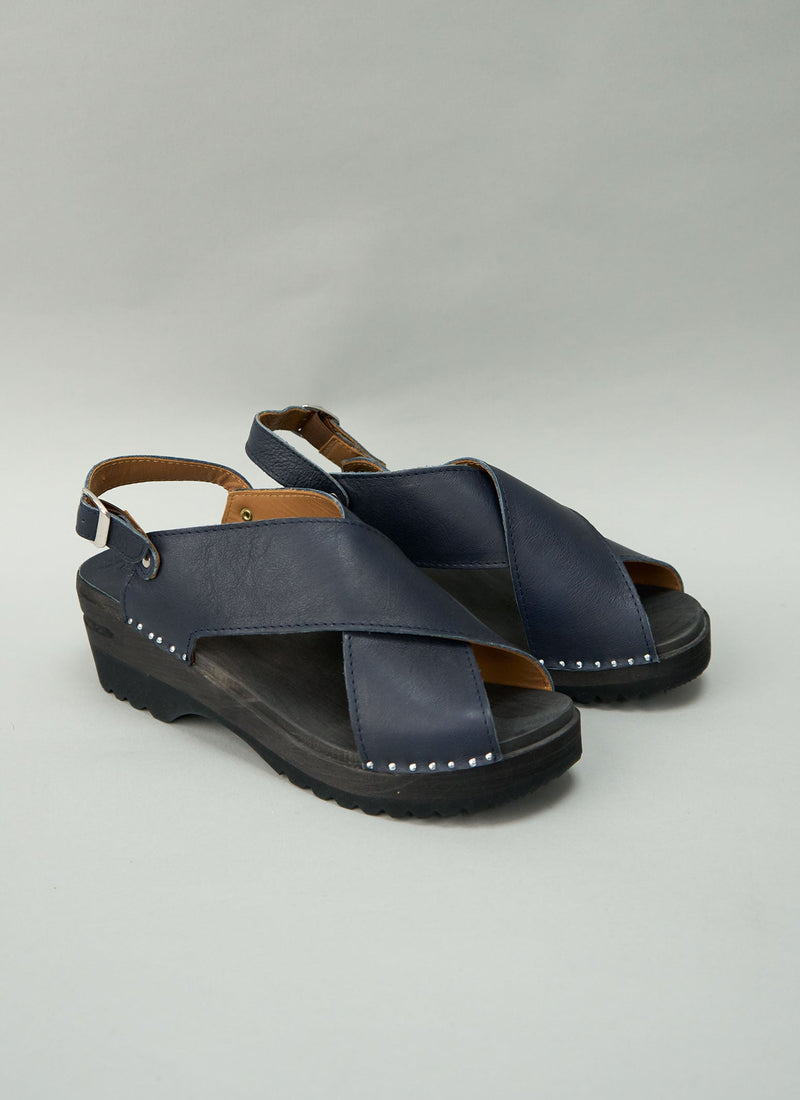 Reworn Troentorp Leather Sandal Size 40 (661) | Navy