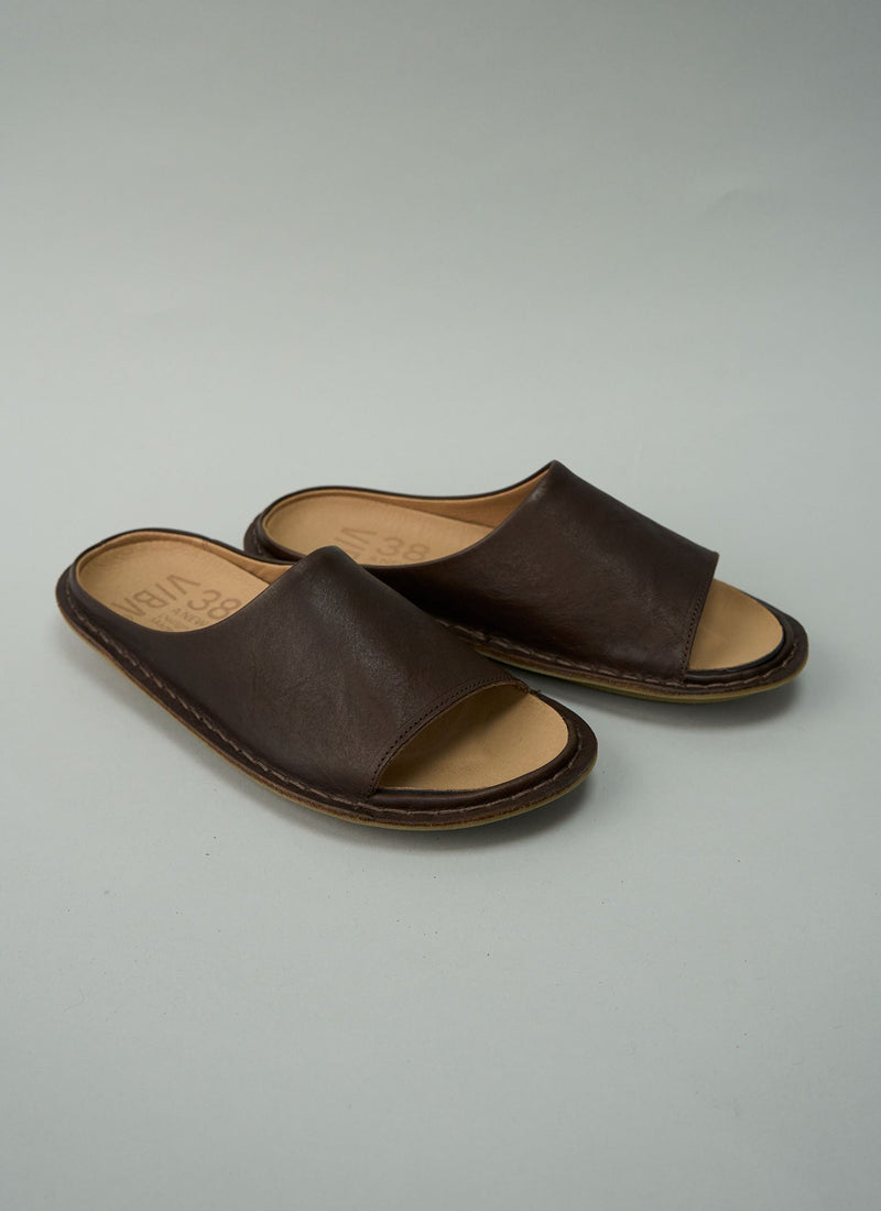 Reworn Vibae Leather Mules Size 41 (687) | Cocoa Brown