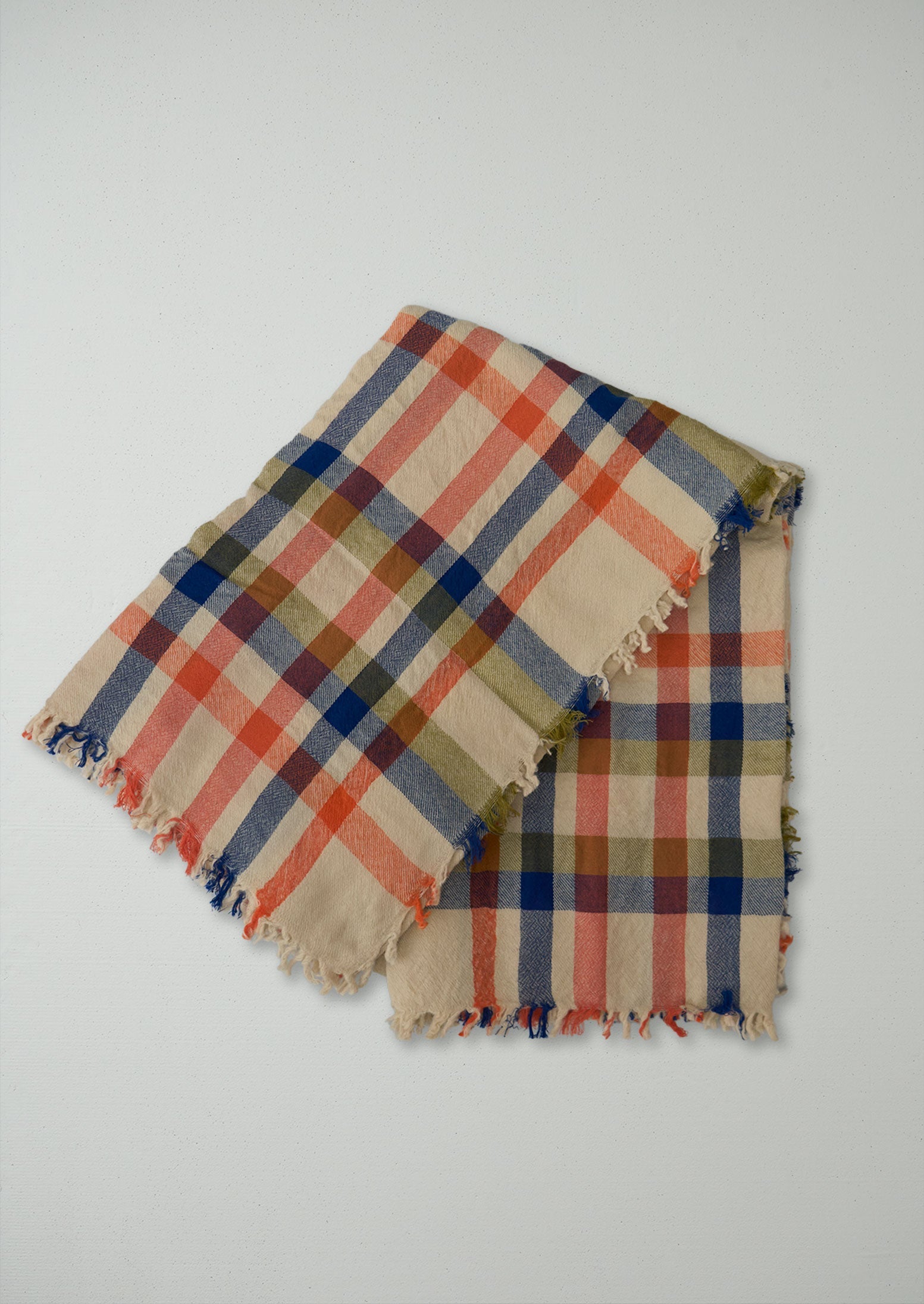 Reworn Check Boiled Wool Scarf (048) | Multi