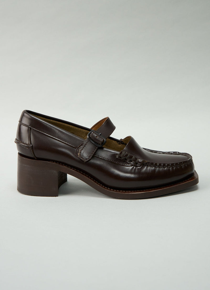 Reworn Hereu Mary Jane Shoe Size 38 (485) | Dark Brown