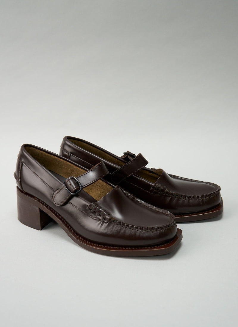 Reworn Hereu Mary Jane Shoe Size 38 (485) | Dark Brown