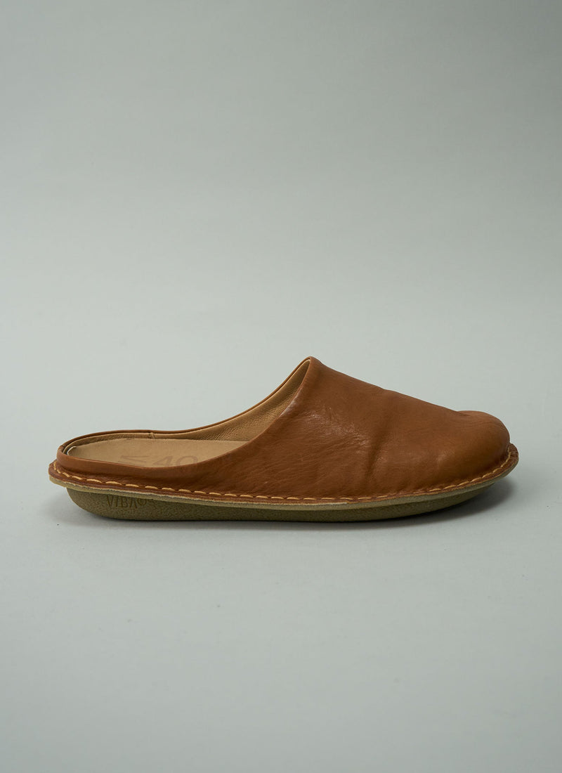 Reworn Vibae Leather Mules Size 40 (621) | Tan