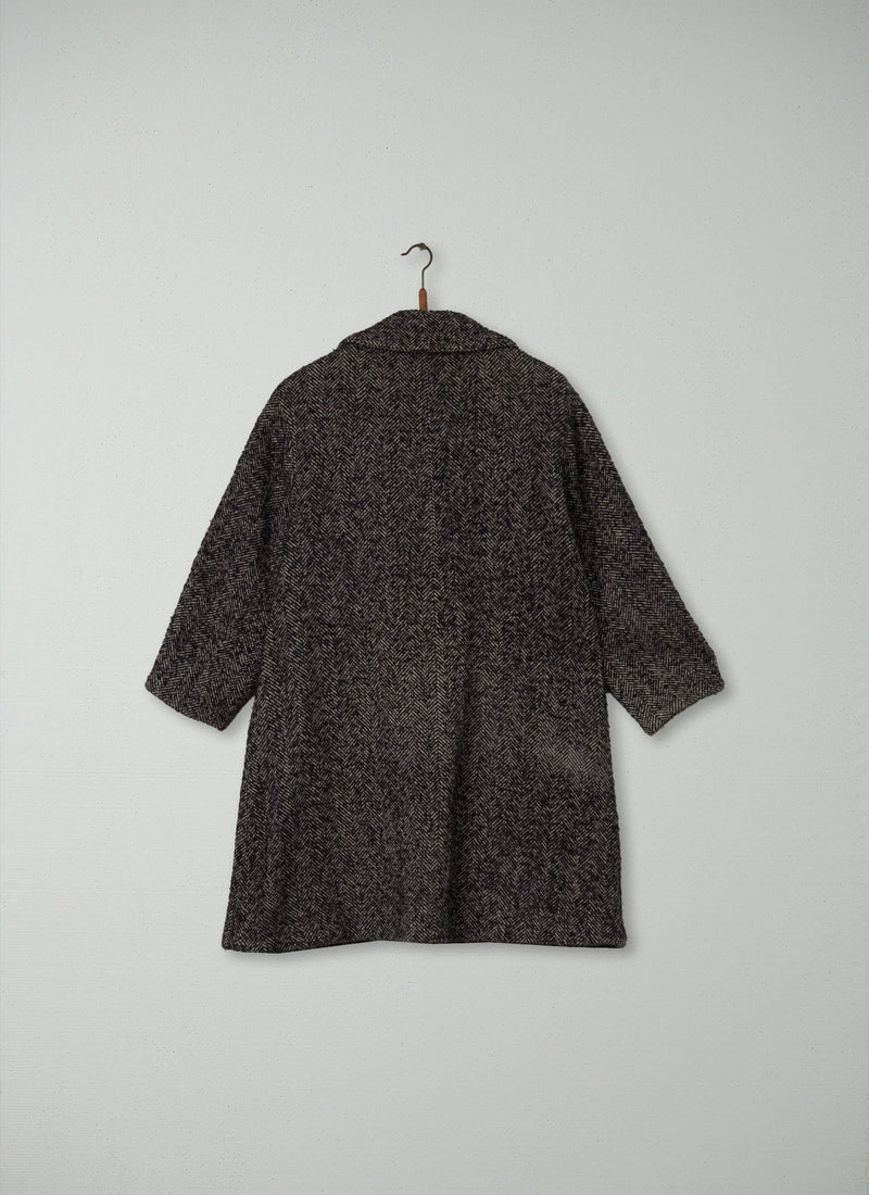 Reworn Chunky Herringbone Coat Size 8 (011) | Multi
