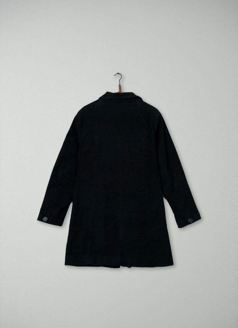 Reworn Moleskin Funnel Neck Coat Size 16 (017) | Black
