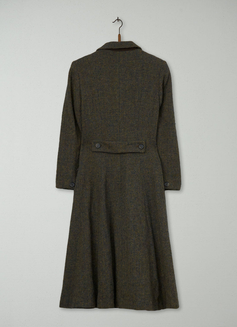 Reworn Herringbone Tweed Promenade Coat Size 10 (081) | Multi