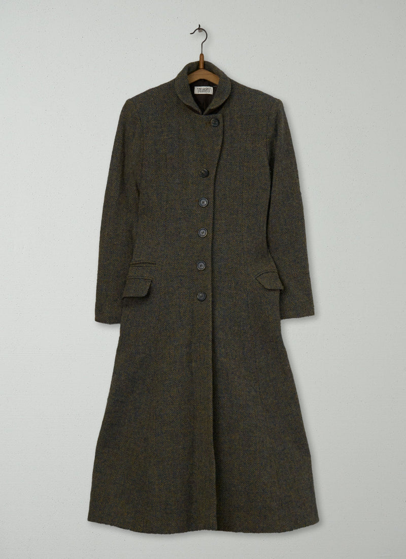 Reworn Herringbone Tweed Promenade Coat Size 10 (081) | Multi