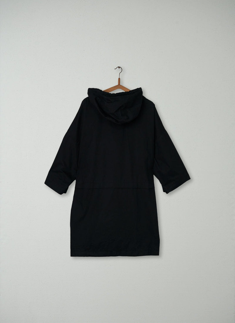 Reworn Oversized Cotton Raincoat Size 12 (016) | Black Olive